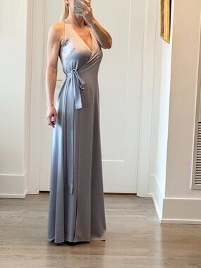 DVF Diane von Furstenberg Wrap Gown Floor Length Maxi Dress Size 0 Mauve Gray